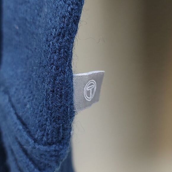 T by Talbot's Tweed Chenille stripe Tunic Sweater in Dark Slate - Picture 5 of 10